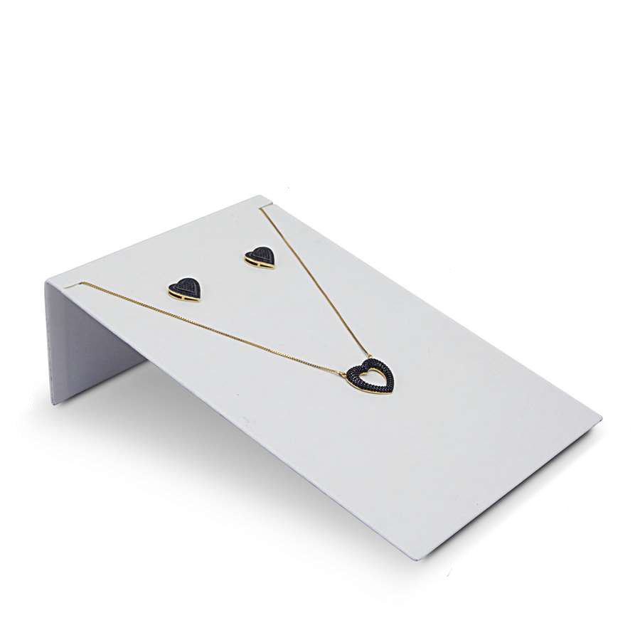 Expositor Inclinado para Brincos e Gargantilhas - 14,5x22. Vinil Vinil Branco