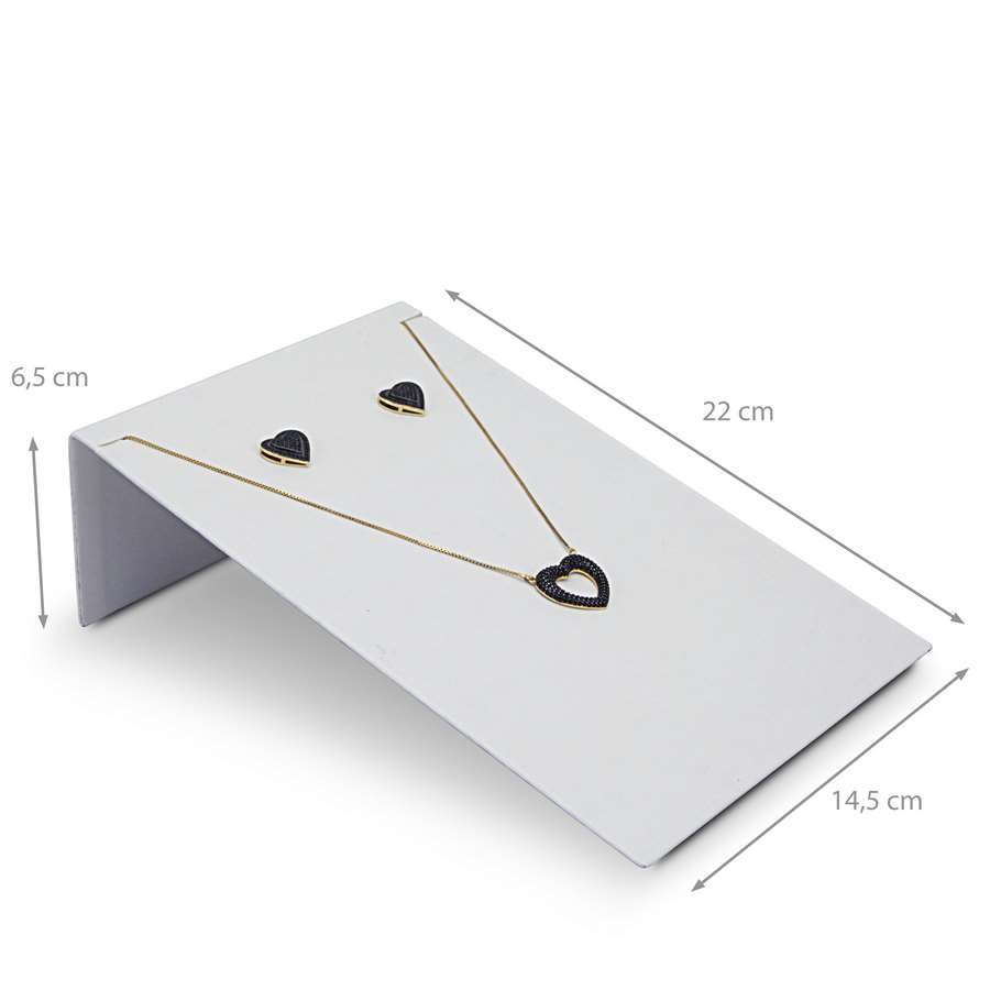 Expositor Inclinado para Brincos e Gargantilhas - 14,5x22. Vinil Vinil Branco