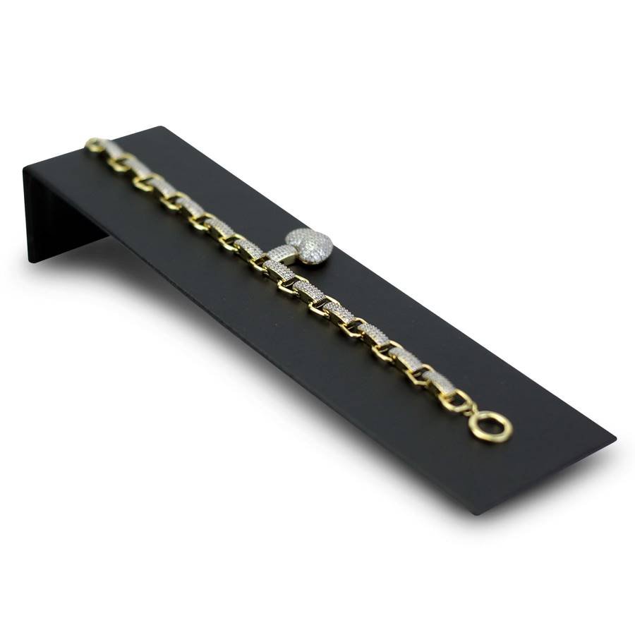 Expositor Médio Inclinado para Pulseira - 5,5x20 cm. Vinil Vinil Preto 