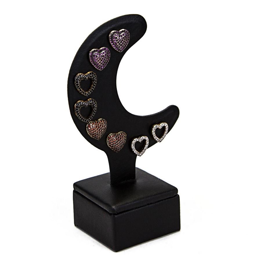 Expositor Piercing/Brinco Meia Lua 6,0x11,5 cm Vinil Vinil Preto 