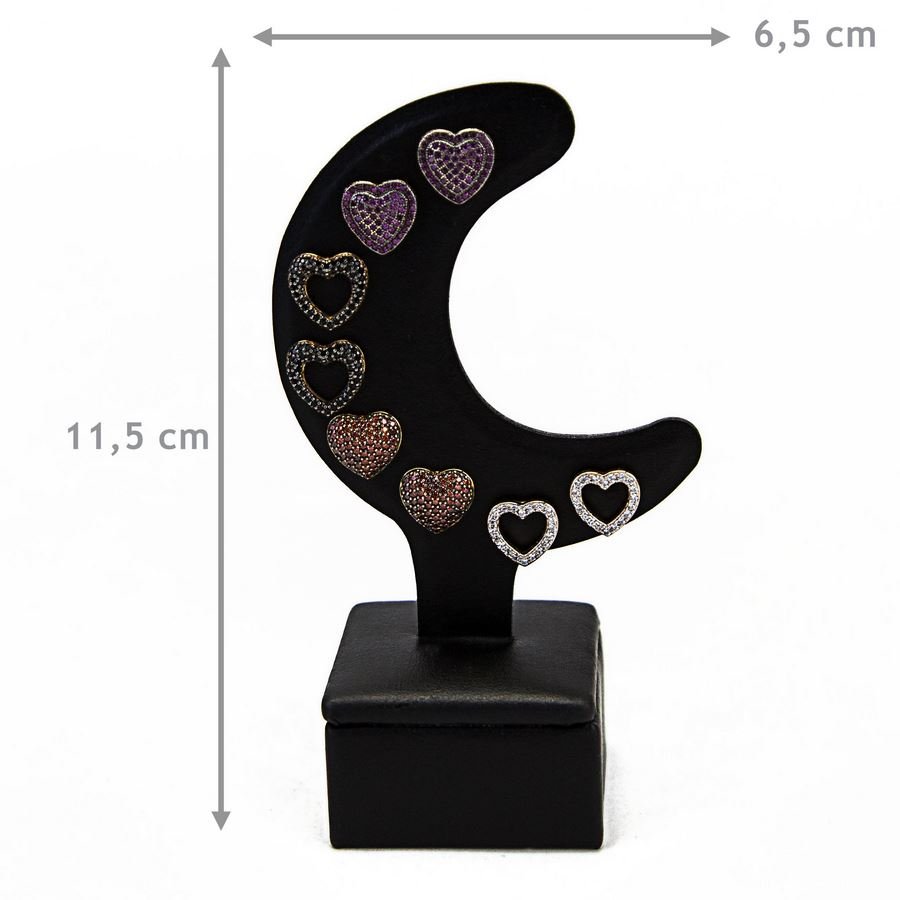 Expositor Piercing/Brinco Meia Lua 6,0x11,5 cm Vinil Vinil Preto