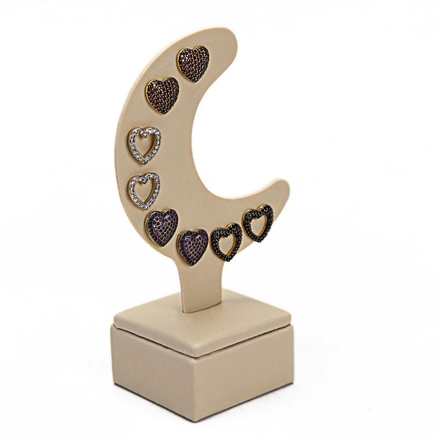 Expositor Piercing/Brinco Meia Lua 6,0x11,5 cm Vinil Vinil Marfim