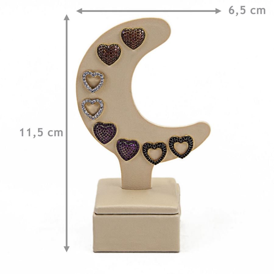 Expositor Piercing/Brinco Meia Lua 6,0x11,5 cm Vinil Vinil Marfim