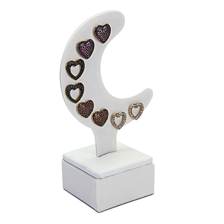 Expositor Piercing/Brinco Meia Lua 6,0x11,5 cm Vinil Vinil Branco