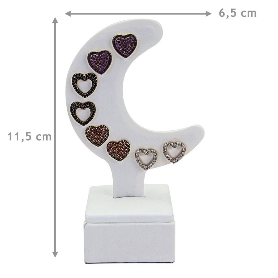 Expositor Piercing/Brinco Meia Lua 6,0x11,5 cm Vinil Vinil Branco