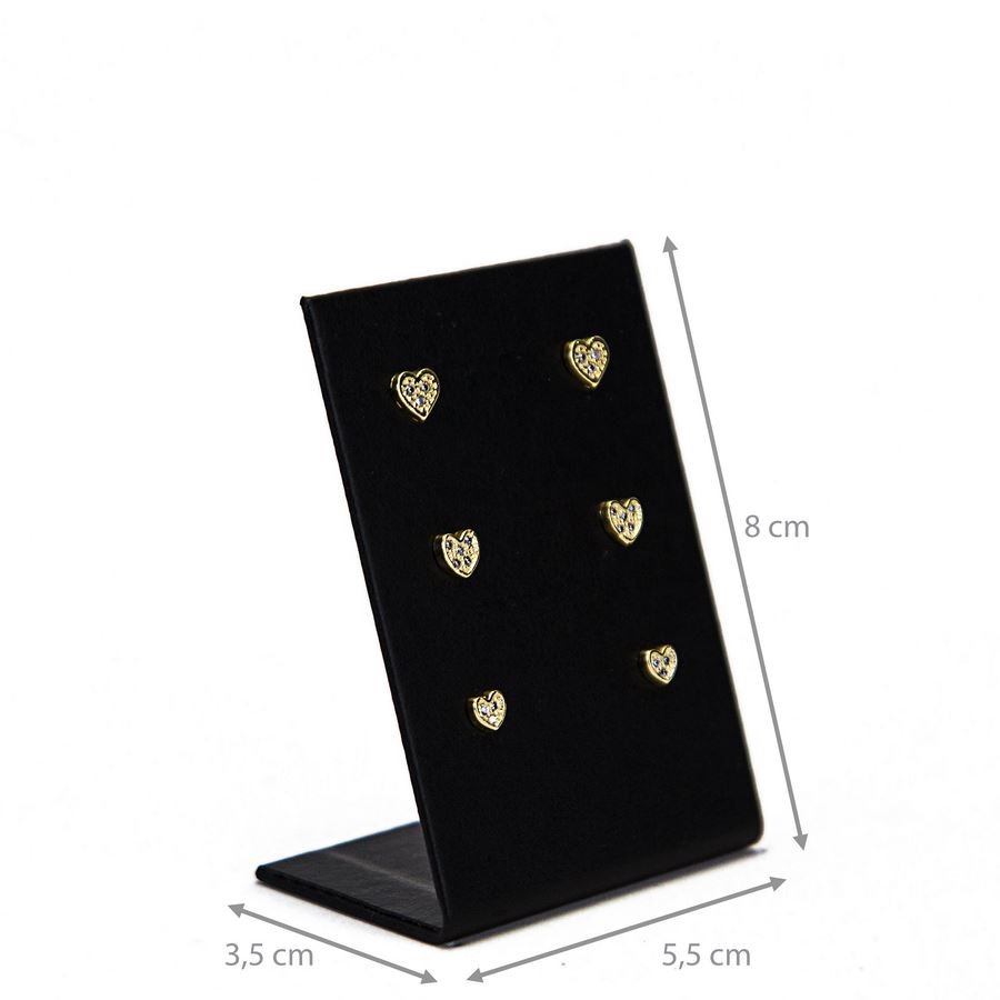 Expositor Brinco Médio Triplo 5,5x8,0x3,5 cm Vinil Vinil Preto