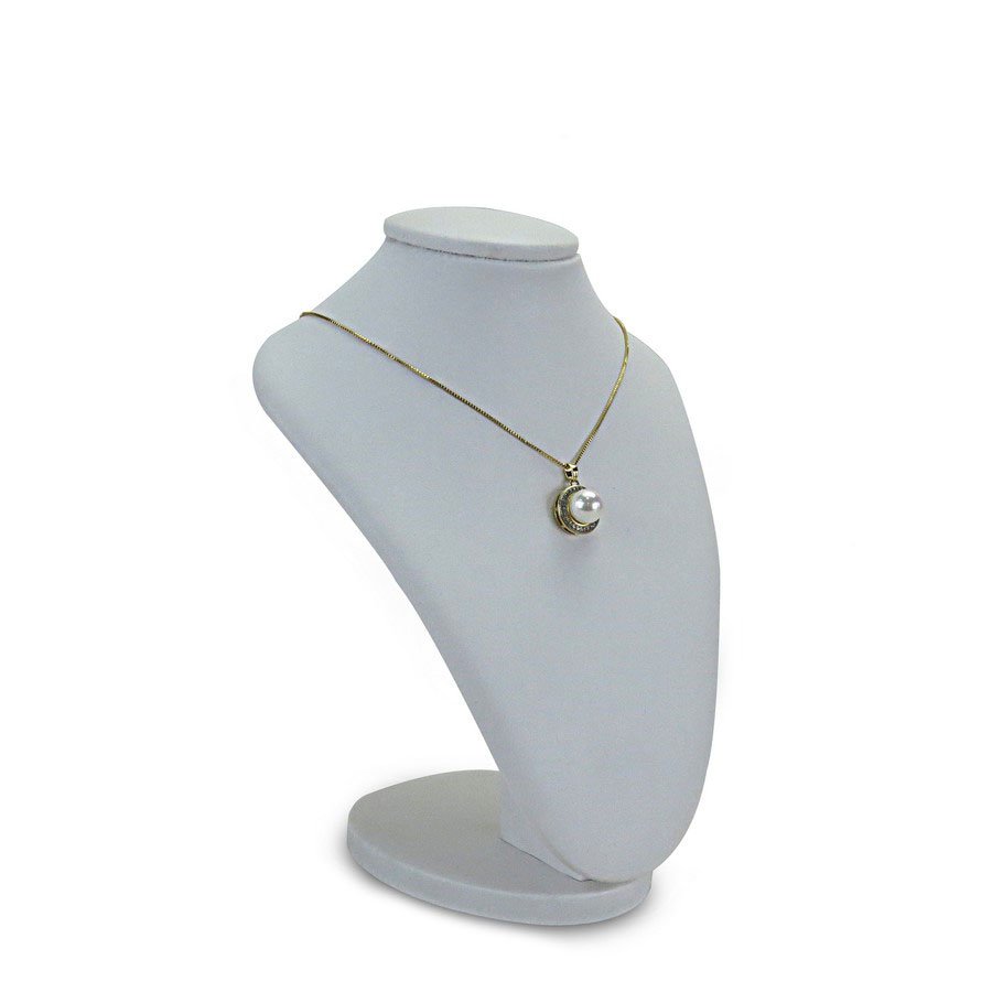 Busto Expositor Pequeno para Gargantilha - 16x14x21 cm. Vinil Vinil Branco