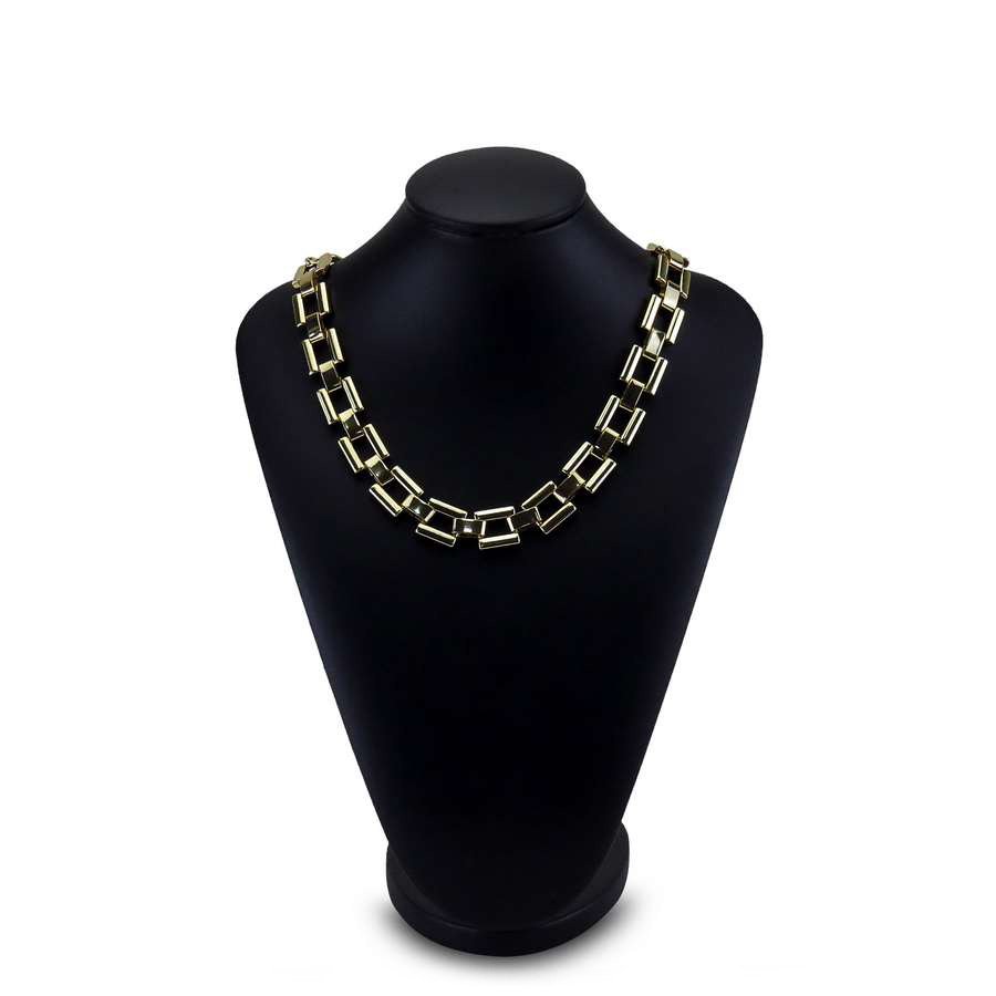 Busto Expositor Médio para Gargantilhas - 18x15x25 cm. Vinil Vinil Preto 