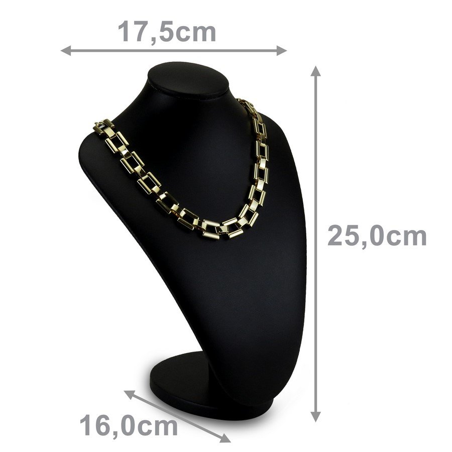 Busto Expositor Médio para Gargantilhas - 18x15x25 cm. Vinil Vinil Preto 