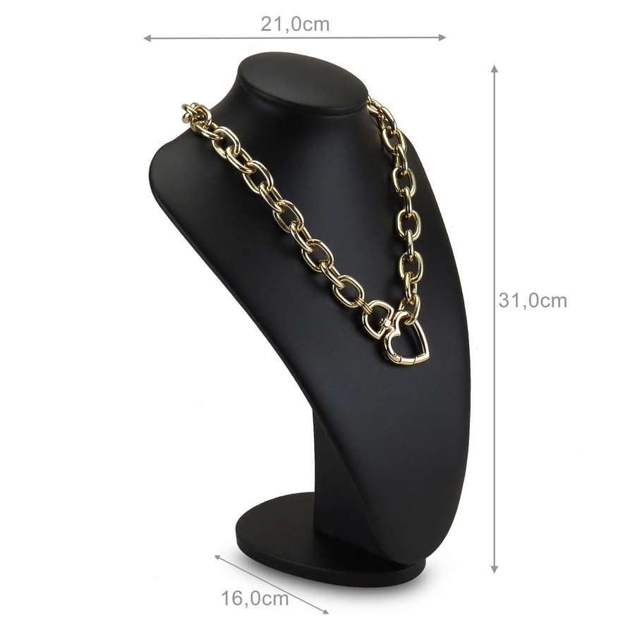 Busto Expositor Grande para Gargantilhas - 21x16x30,5 cm. Vinil Vinil Preto