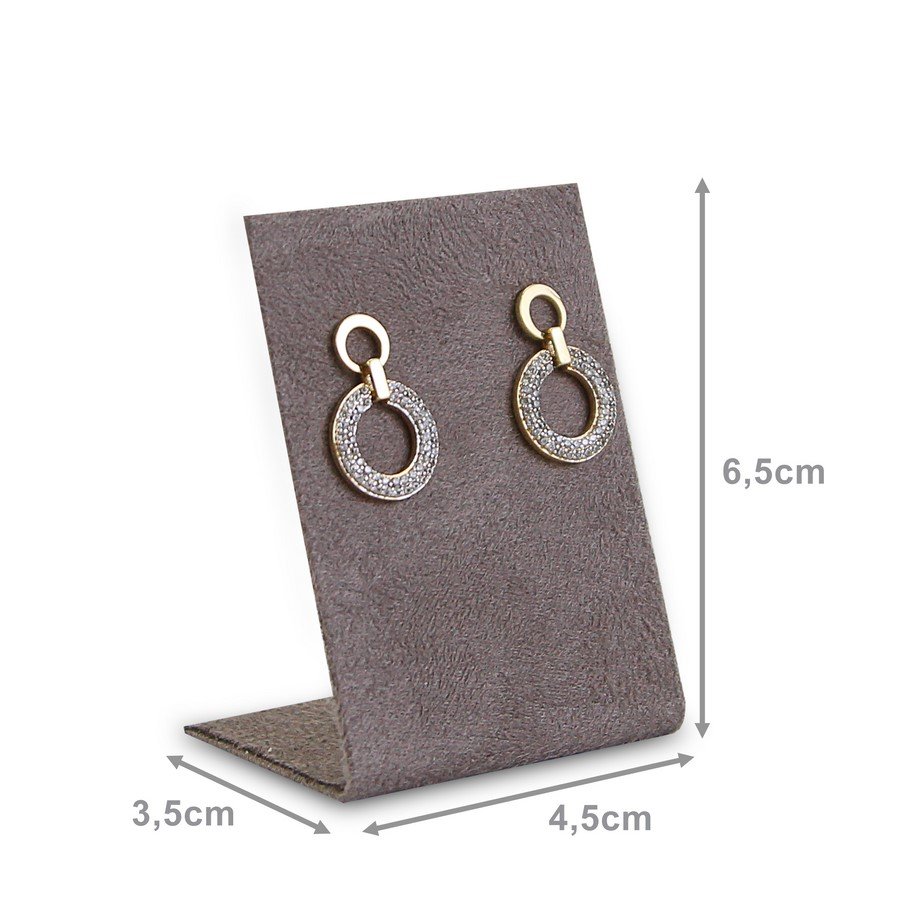 Expositor Pequeno Inclinado para Brincos - 4,5x6,5 cm. Suede Marrom