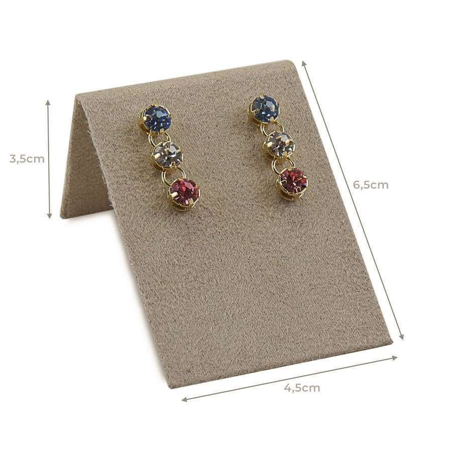 Expositor Pequeno Inclinado para Brincos - 4,5x6,5 cm. Suede Bege