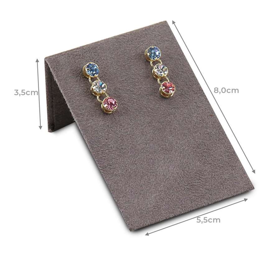 Expositor Médio Inclinado para Brincos - 5,5x8 cm. Suede Marrom