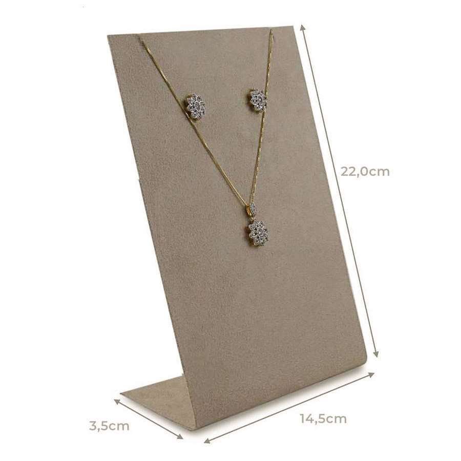 Expositor para Brincos e Gargantilhas - 14,5x22 cm. Suede Bege