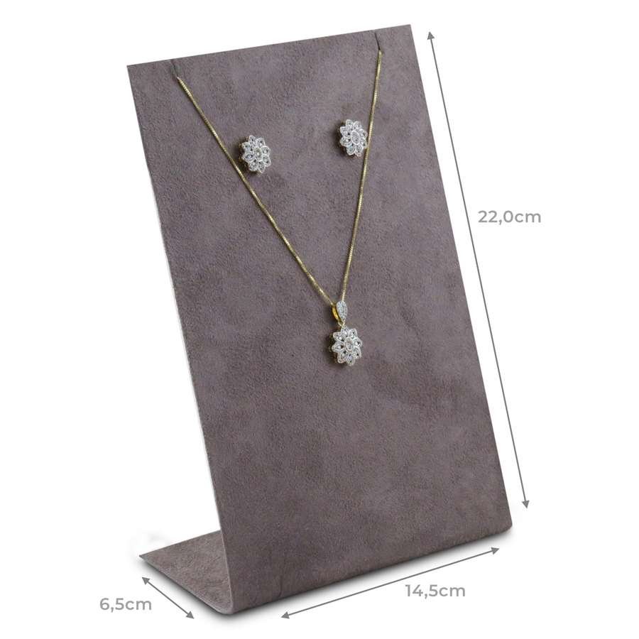 Expositor para Brincos e Gargantilhas - 14,5x22 cm. Suede Marrom