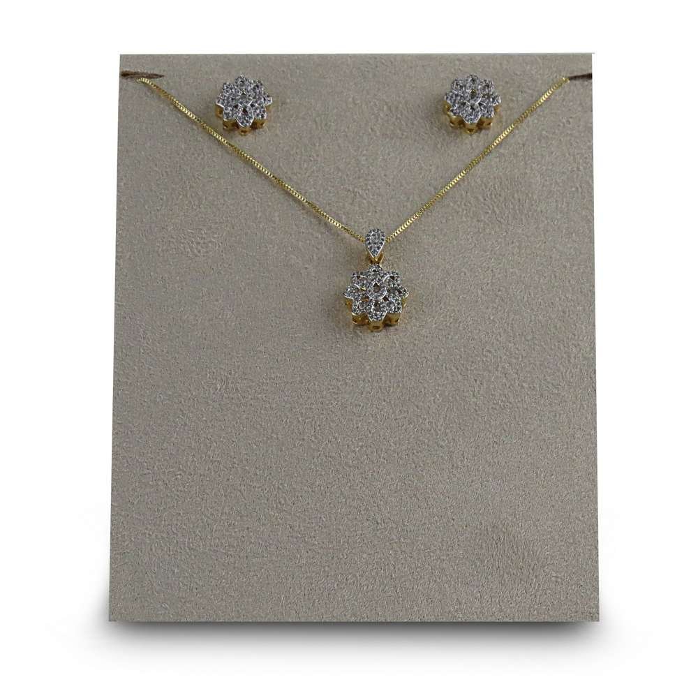 Expositor Inclinado para Brincos e Gargantilhas - 12x17 cm. Suede Bege