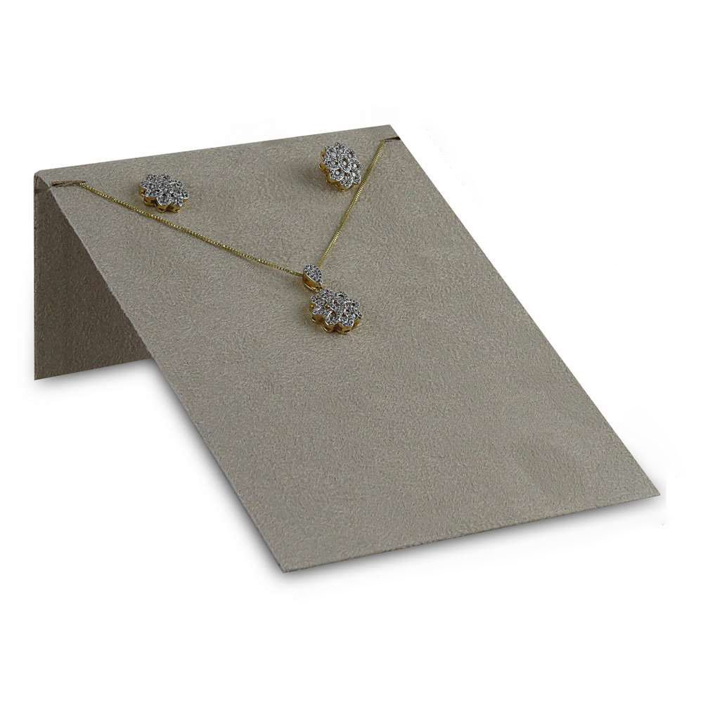 Expositor Inclinado para Brincos e Gargantilhas - 12x17 cm. Suede Bege