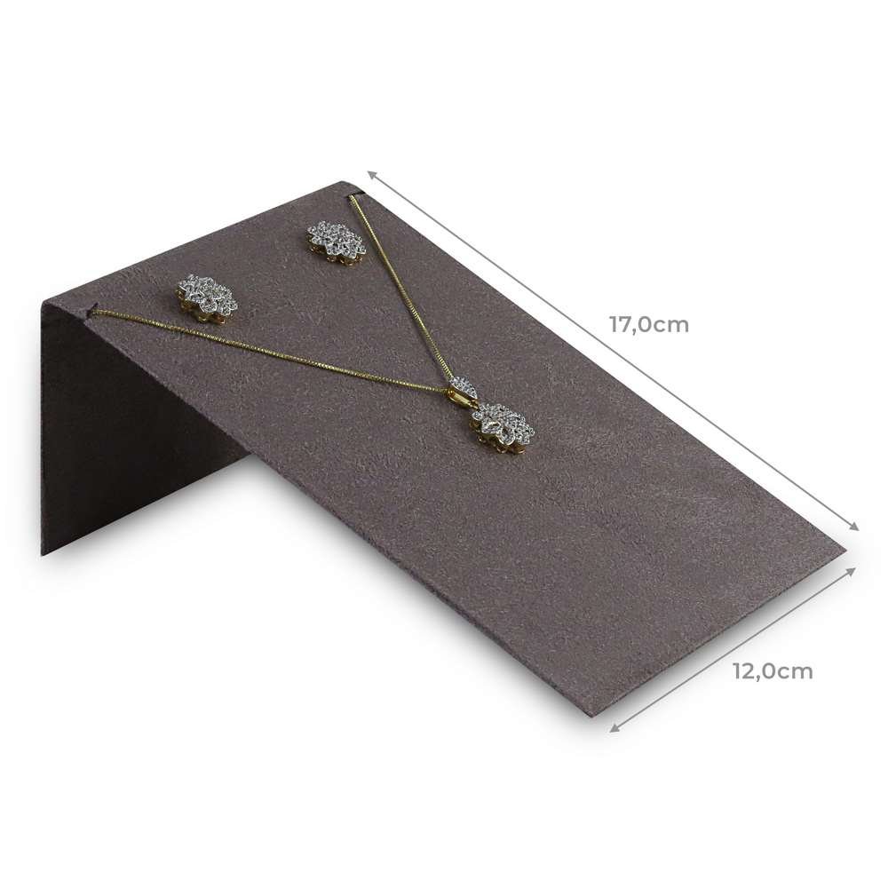 Expositor Inclinado para Brincos e Gargantilhas - 12x17 cm. Suede Marrom