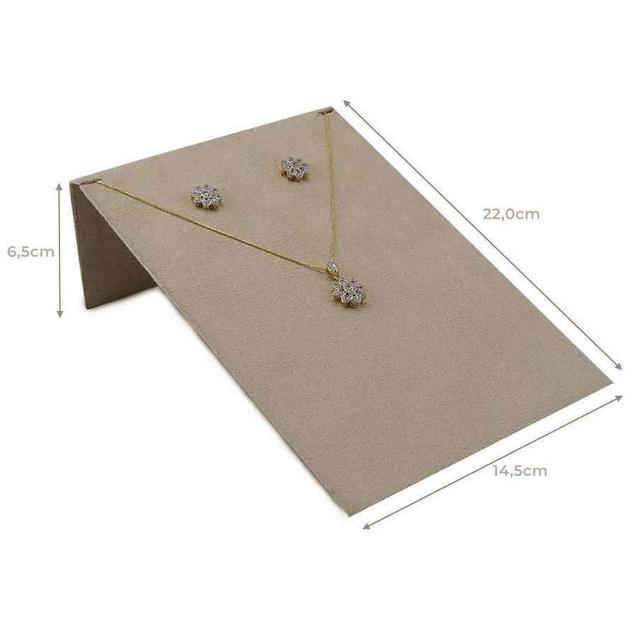Expositor Inclinado para Brincos e Gargantilhas - 14,5x22 cm Suede Bege