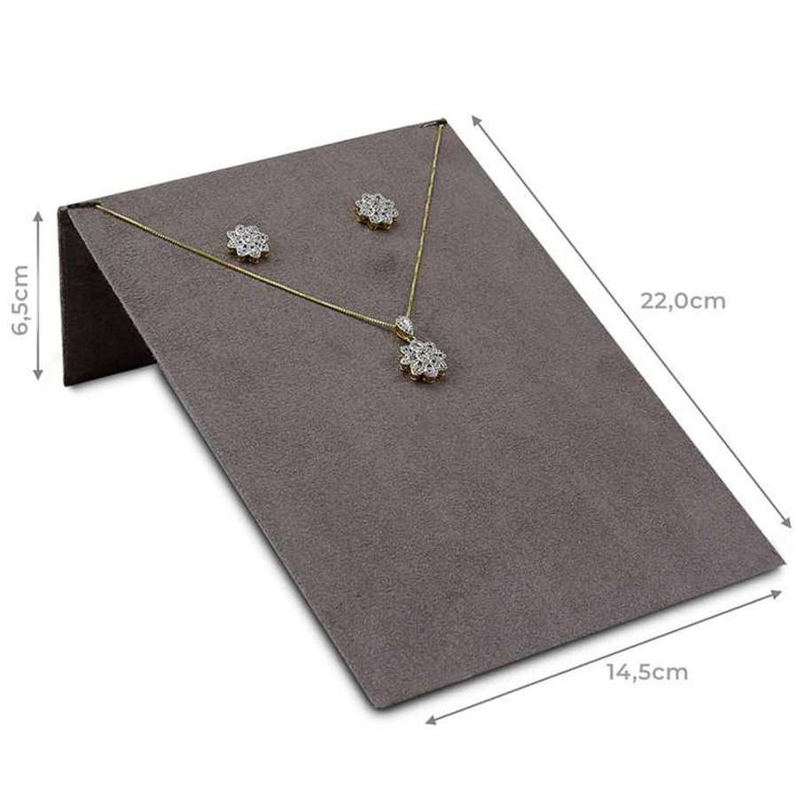 Expositor Inclinado para Brincos e Gargantilhas - 14,5x22 cm Suede Marrom