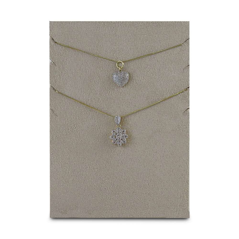 Expositor para 4 Gargantilhas - 12x17 cm. Suede Bege