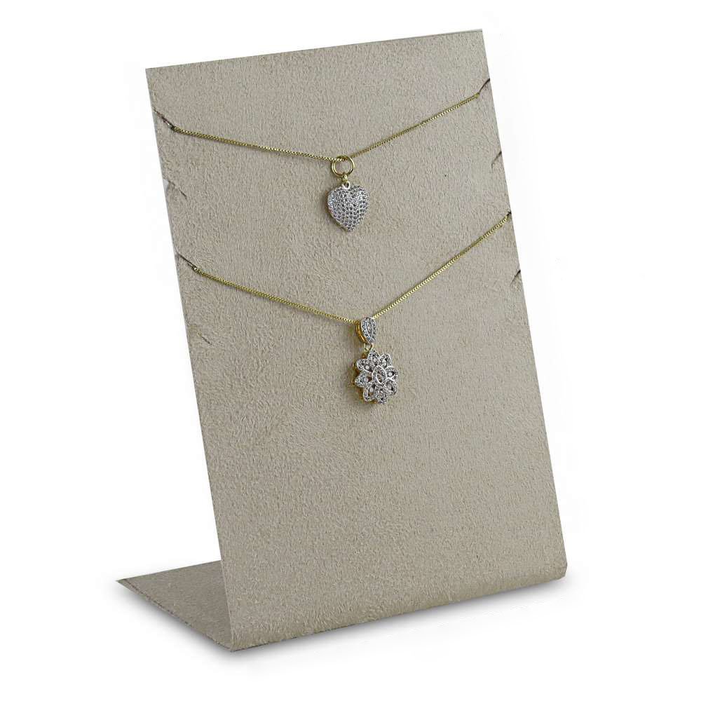 Expositor para 4 Gargantilhas - 12x17 cm. Suede Bege