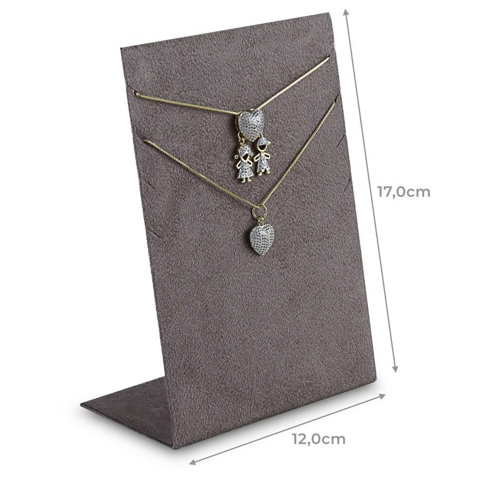 Expositor para 4 Gargantilhas - 12x17 cm. Suede Marrom