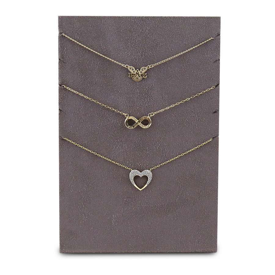 Expositor para 5 Gargantilhas - 14,5x22 cm. Suede Marrom