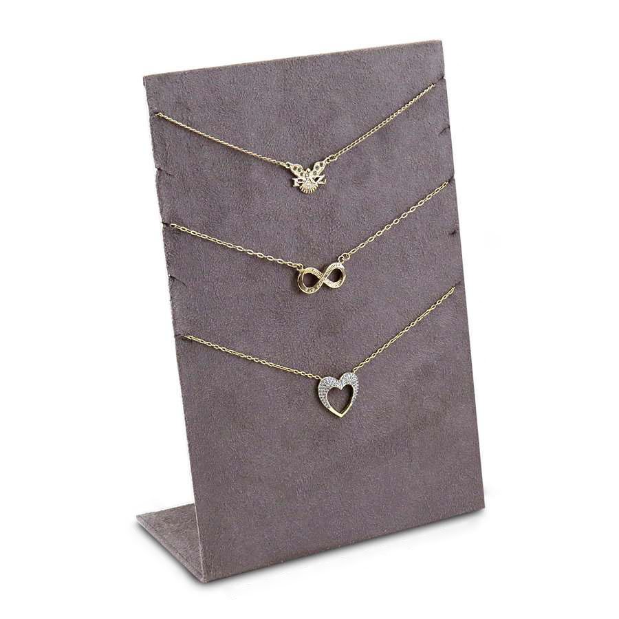 Expositor para 5 Gargantilhas - 14,5x22 cm. Suede Marrom