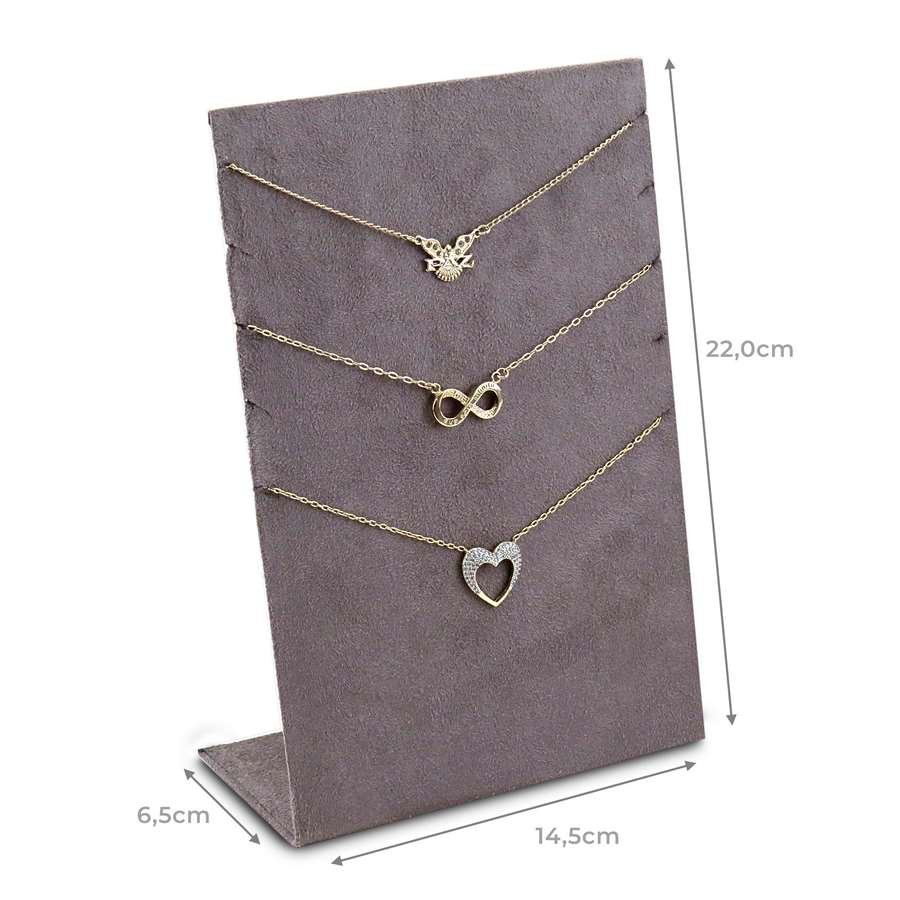 Expositor para 5 Gargantilhas - 14,5x22 cm. Suede Marrom