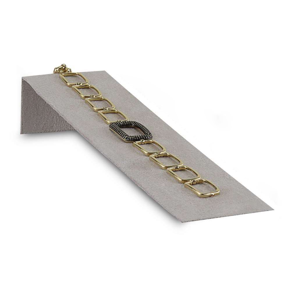 Expositor Médio Inclinado para Pulseira - 5,5x20 cm. Suede Cinza