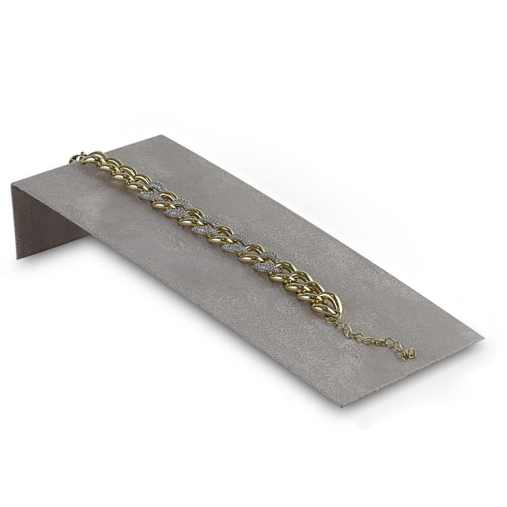 Expositor Grande para Pulseira Inclinado - 9x20 cm. Suede Cinza