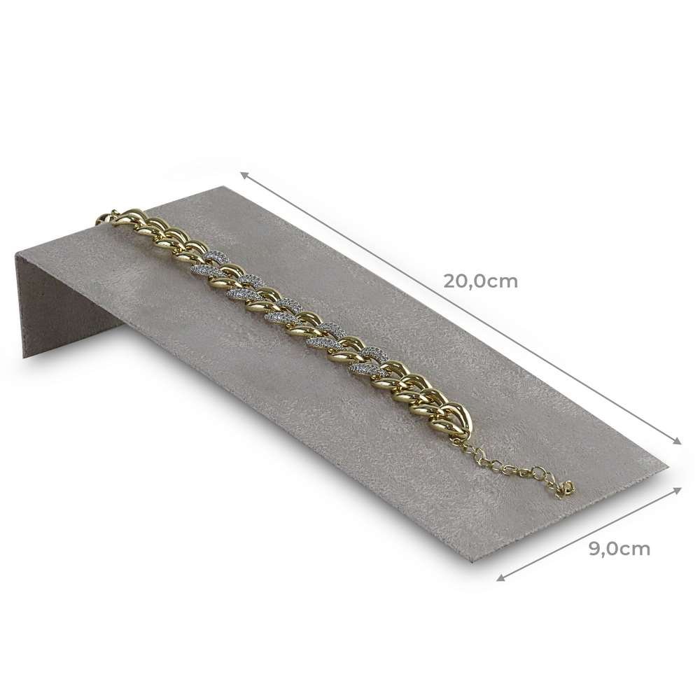 Expositor Grande para Pulseira Inclinado - 9x20 cm. Suede Cinza