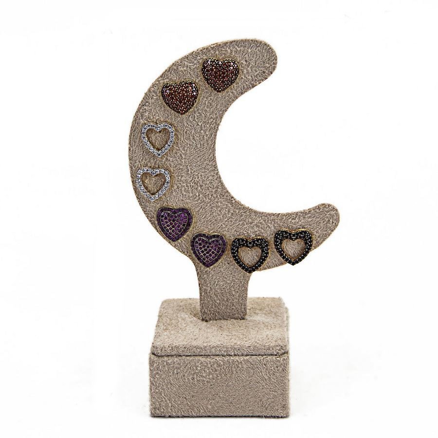 Expositor Piercing/Brinco Meia Lua - 6,0x11,5 cm Suede Bege