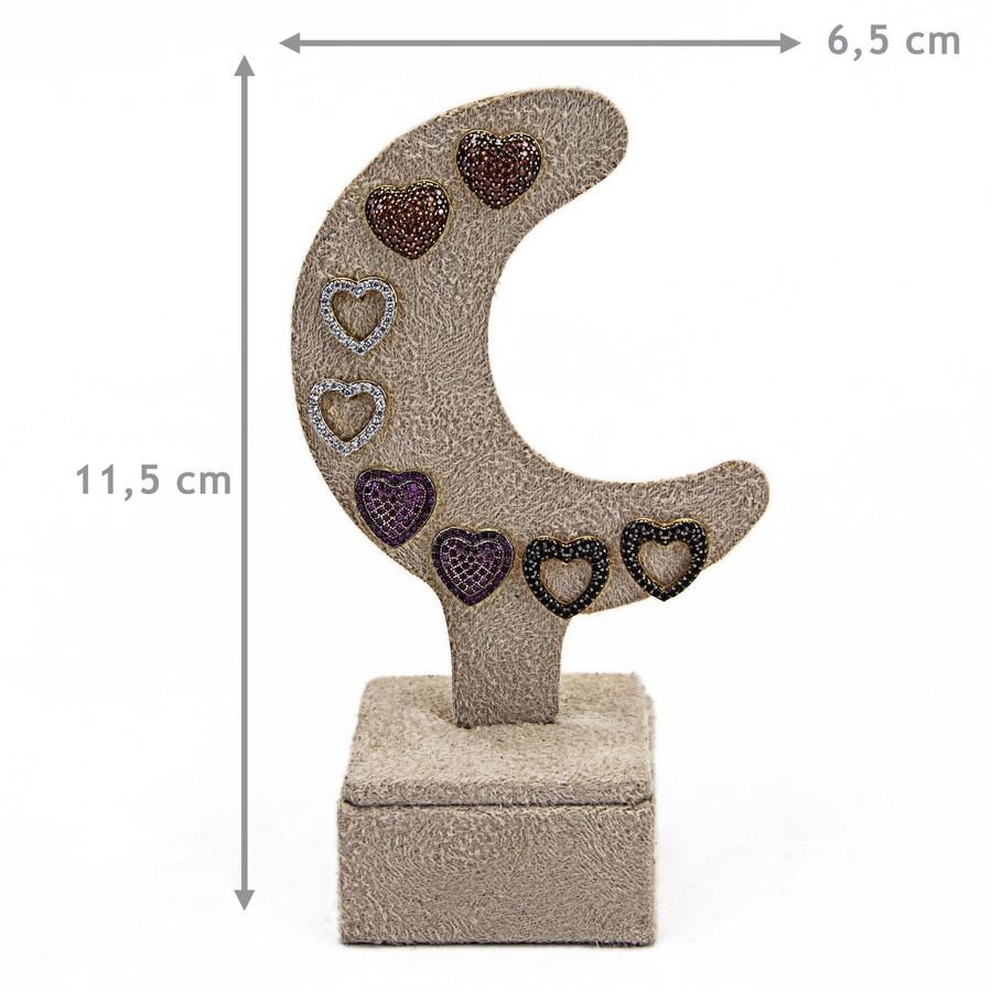 Expositor Piercing/Brinco Meia Lua - 6,0x11,5 cm Suede Bege