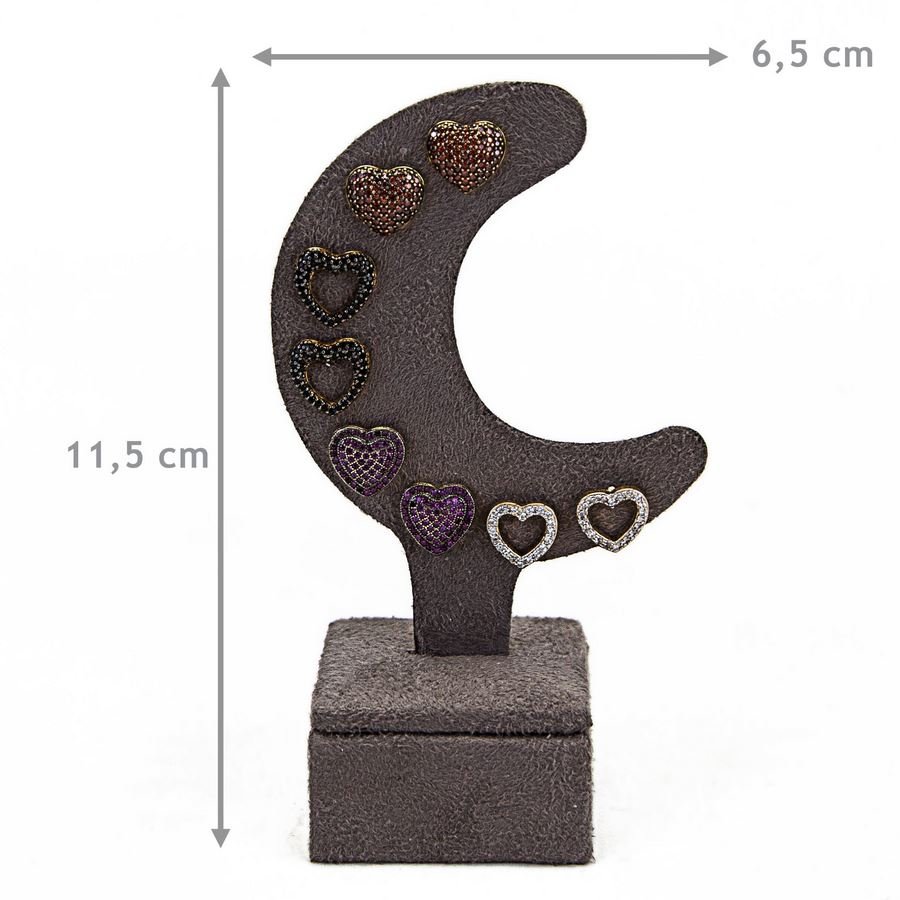 Expositor Piercing/Brinco Meia Lua - 6,0x11,5 cm Suede Marrom