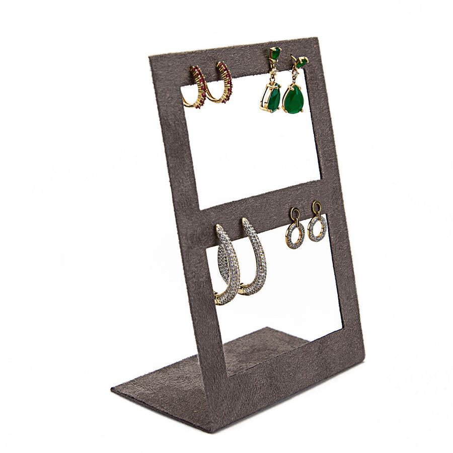 Expositor Brinco Vazado G 12,0x17,0 cm Suede Marrom