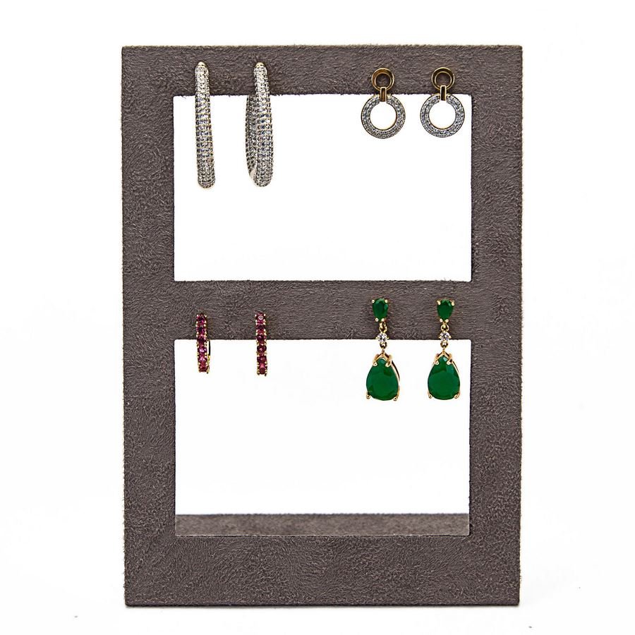 Expositor Brinco Vazado G 12,0x17,0 cm Suede Marrom