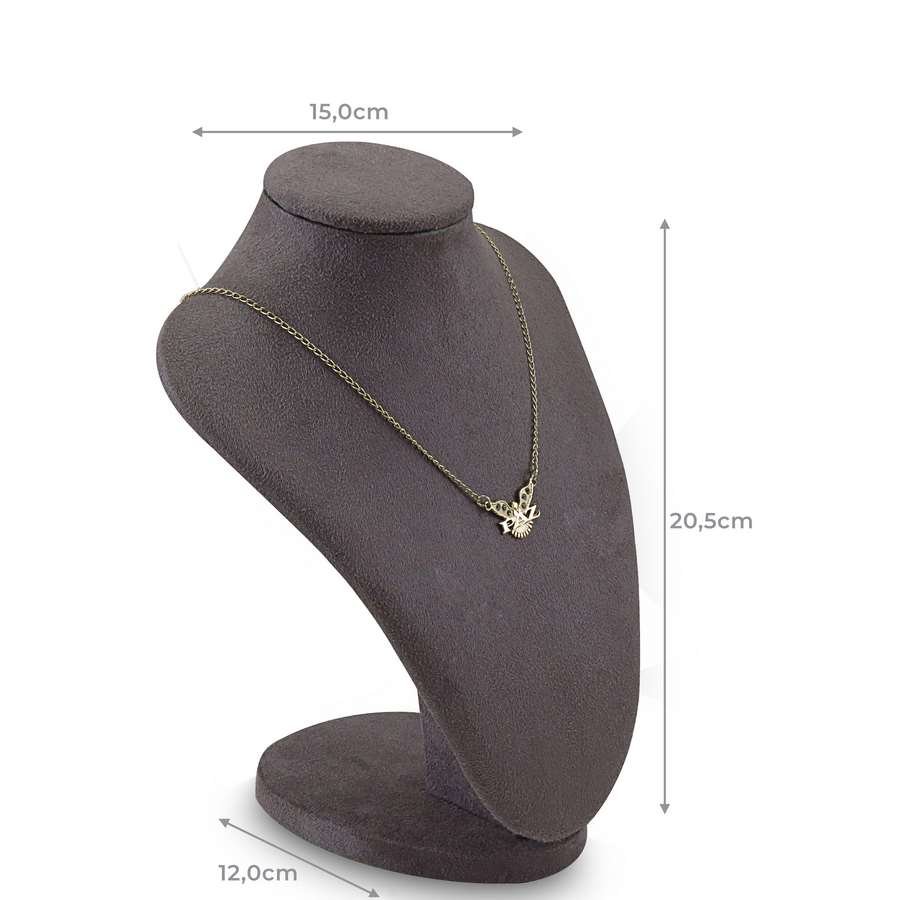 Busto Manequim Pequeno-12x20,5x15cm Suede Marrom