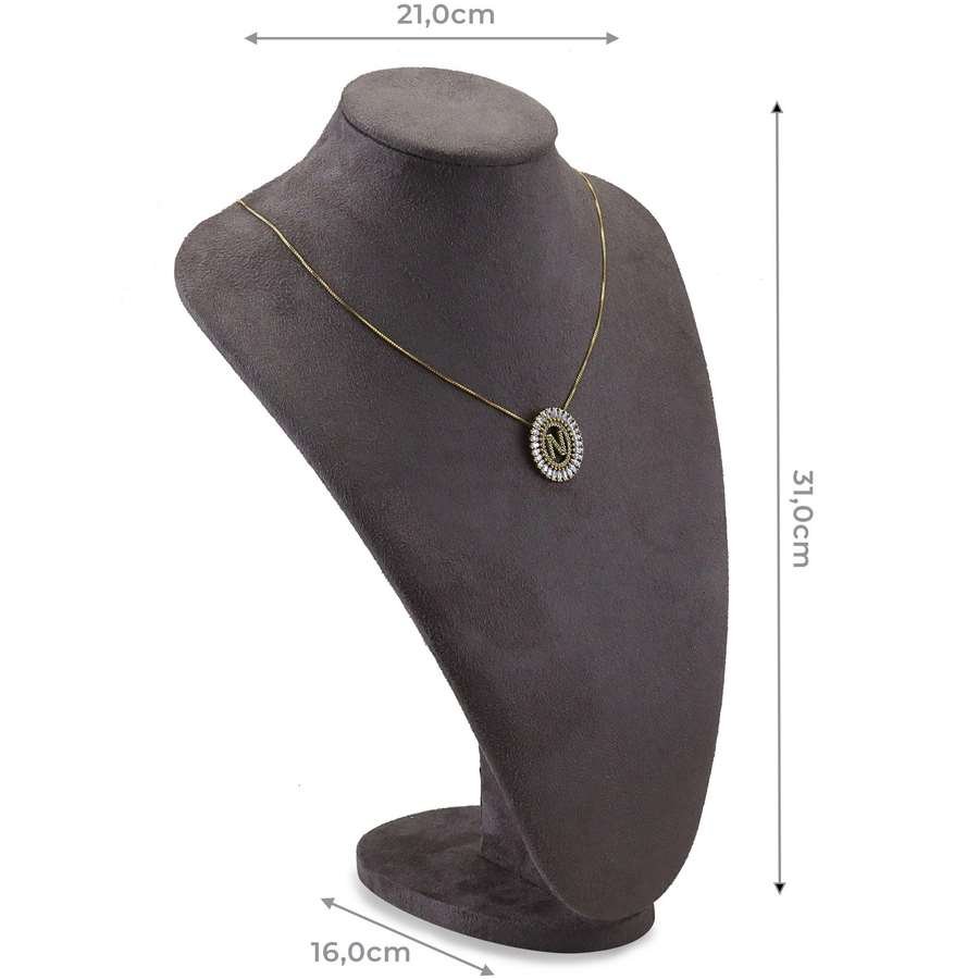 Busto Manequim Grande - 16x31x21cm Suede Marrom