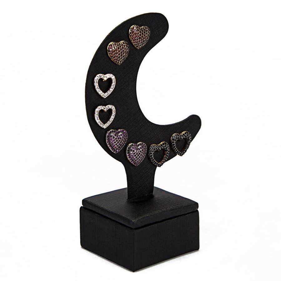 Expositor Para Brinco e Piercing Meia Lua 6,0x11,5 cm Dunny Preto