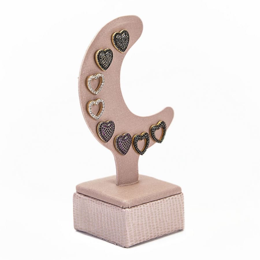 Expositor Para Brinco e Piercing Meia Lua 6,0x11,5 cm Reptil Rosa Blush - Dunny Rosa Chá