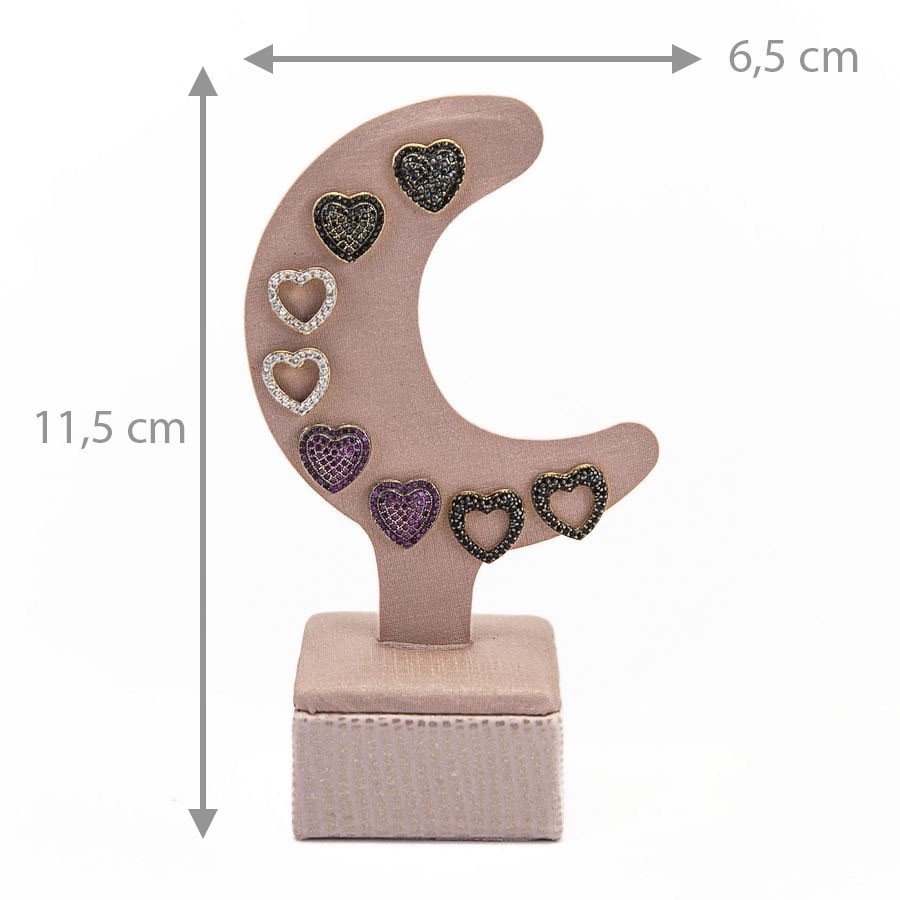 Expositor Para Brinco e Piercing Meia Lua 6,0x11,5 cm Reptil Rosa Blush - Dunny Rosa Chá