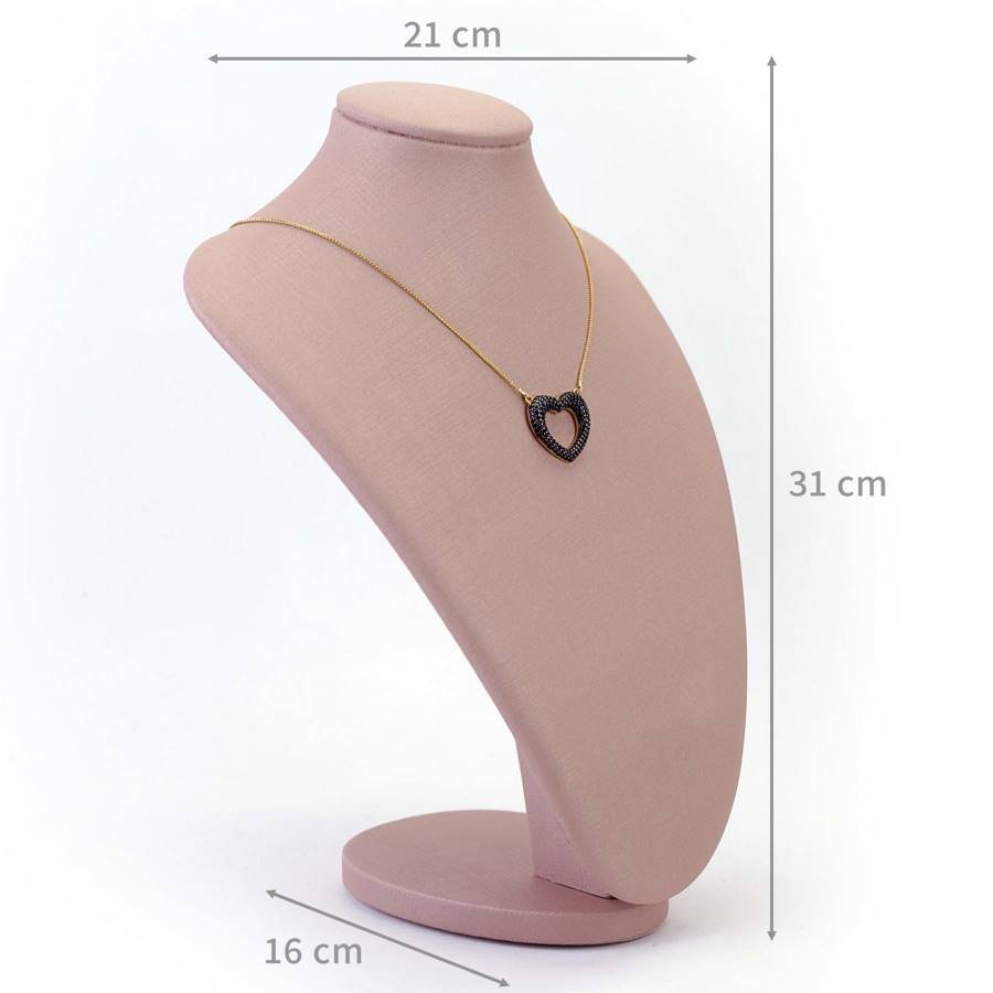 Busto Expositor Grande para Gargantilhas - 21x16x30,5 cm. Dunny Rosa Cha