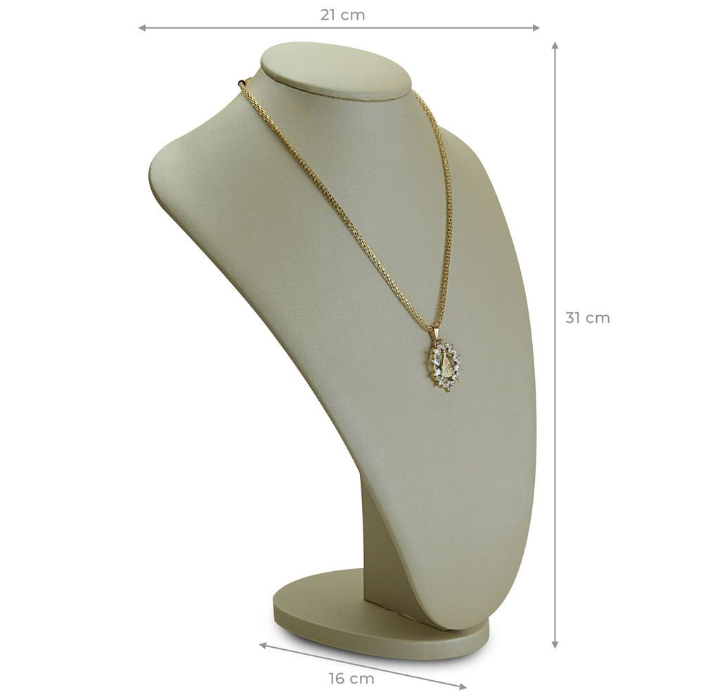 Busto Expositor Grande para Gargantilhas - 21x16x30,5 cm. Dunny Champagne
