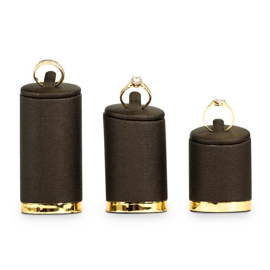 Expositor Trio Anéis Melodia - 8,5x4,0x4,0 cm. Dunny Coffe - Dourado Metalizado