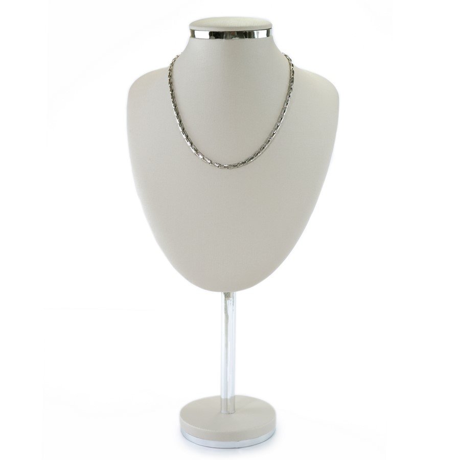 Busto Melodia Grande - 40x20,5 cm. Dunny Off White - Prata Metalizado