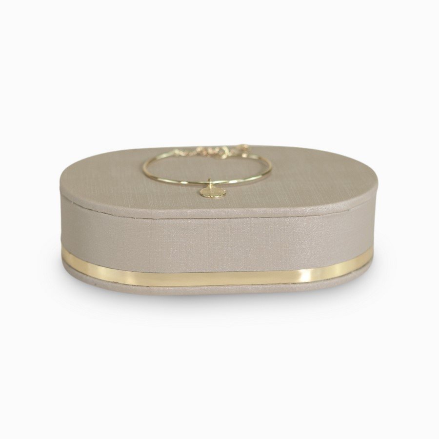 Expositor Oval Sinfonia - 3,5x14x9 cm. Dunny Champagne - Dourado Metalizado