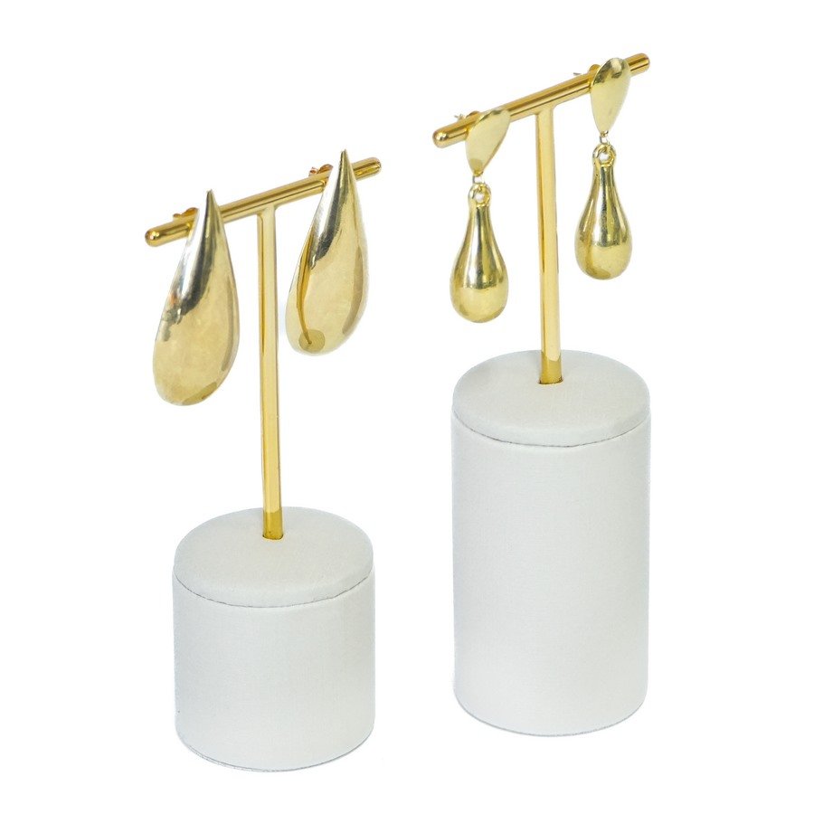 Expositor Brinco 2 Peças Lune Dunny Off White - Dourado Metalizado