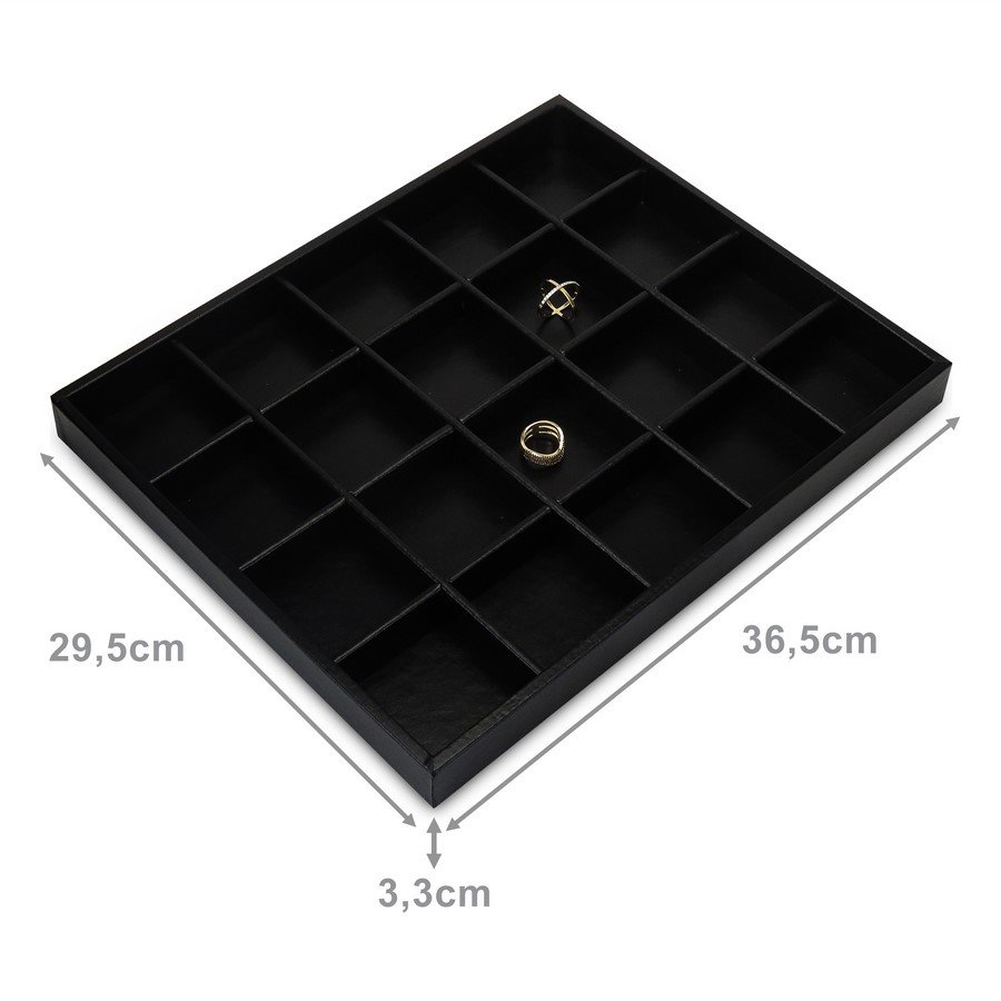 Bandeja Grande Expositora para Joias - 29,5x36,5x3,3 cm. Vinil Vinil Helene Preto